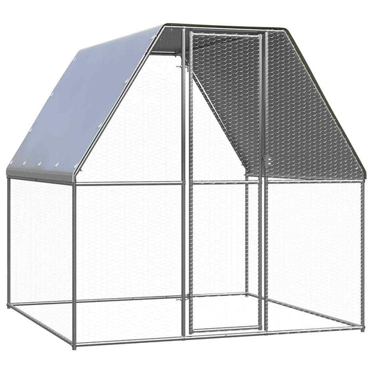 Vidaxl Gallinero De Acero Galvanizado Plateado Y Gris 2x2x2 M_0