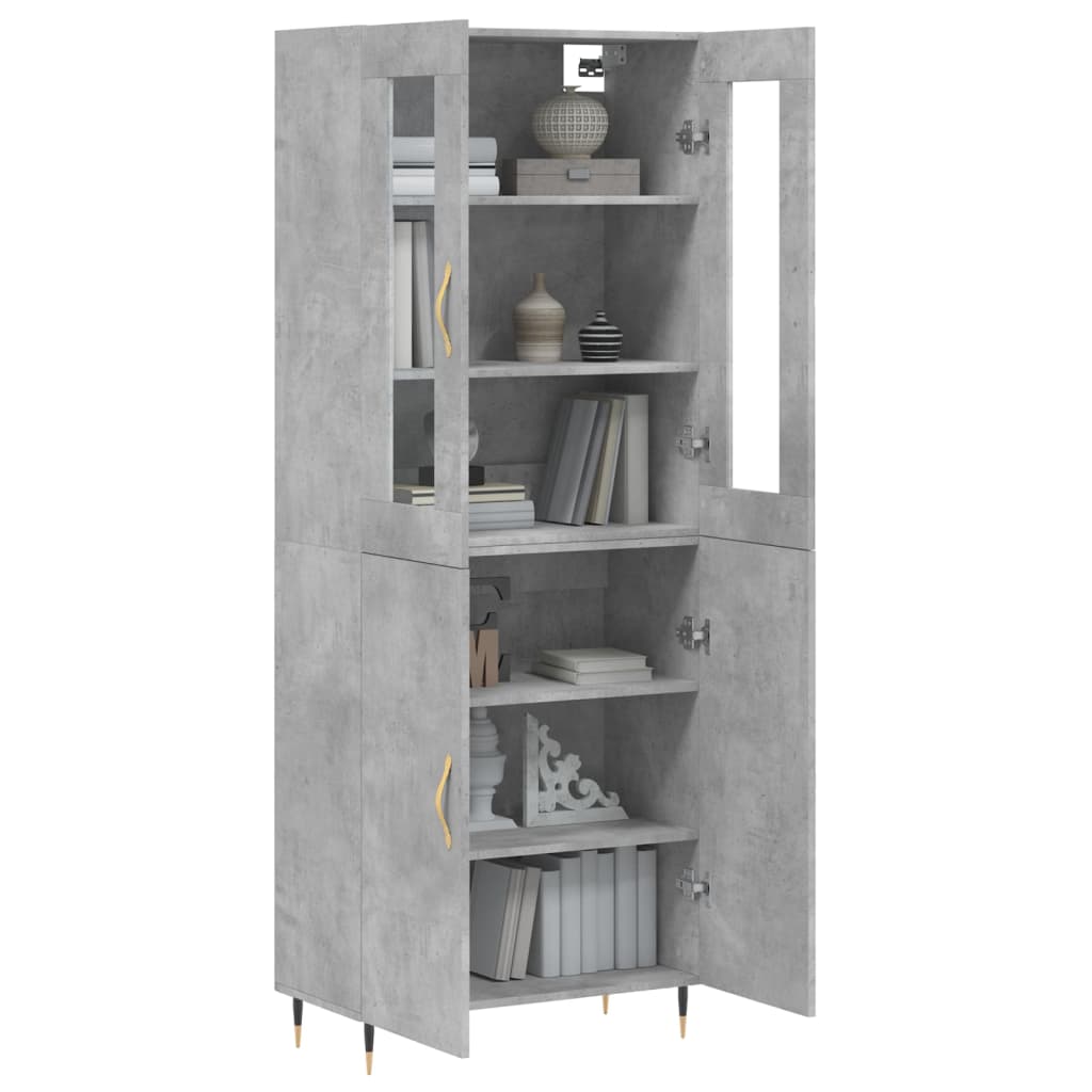 Aparador Alto Madera Contrachapada Gris Hormigón 69,5x34x180 Cm_2