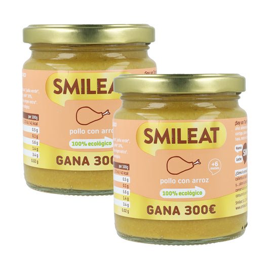 Pack 2x Tarrito BIO pollo con arroz +6 meses Smileat, 230g