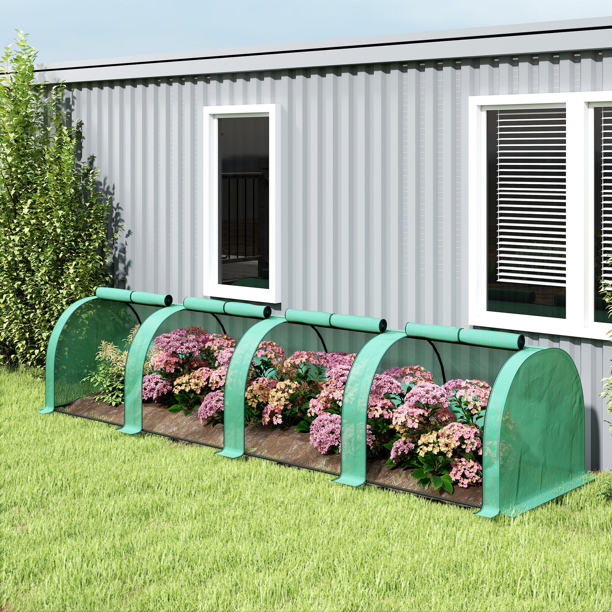 Outsunny Invernadero Con 4 Ventanas Estructura De Acero Y Pe 400x100x80 Cm Verde_3