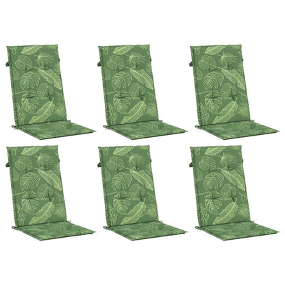 Vidaxl Cojines De Silla De Respaldo Alto 6 Uds Tela Estampado De Hojas_0