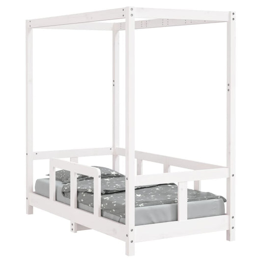 Vidaxl Estructura De Cama Para Niños Madera De Pino Blanco 70x140 Cm_0