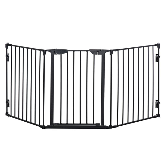 Pawhut Barrera Para Perros Plegable De 3 Paneles Con Cierre Inteligente Negro_0