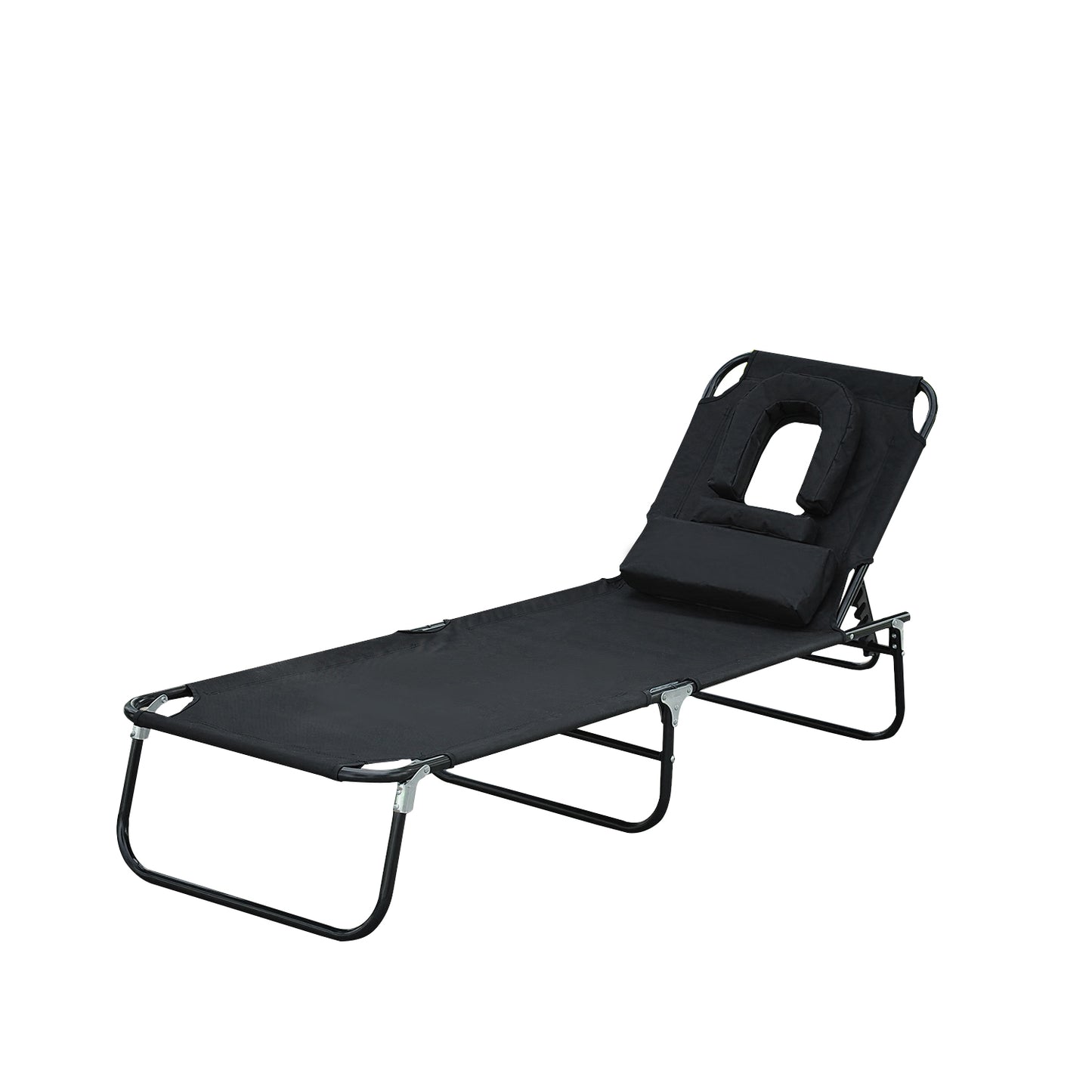Outsunny Tumbona Plegable Con Respaldo Ajustable 190x56x28 Cm Negro_0