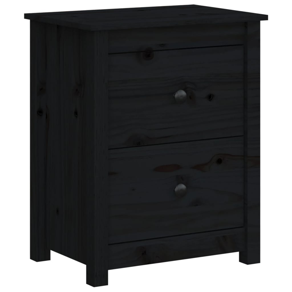 Mesitas De Noche 2 Uds Madera Maciza De Pino Negra 50x35x61,5cm_1