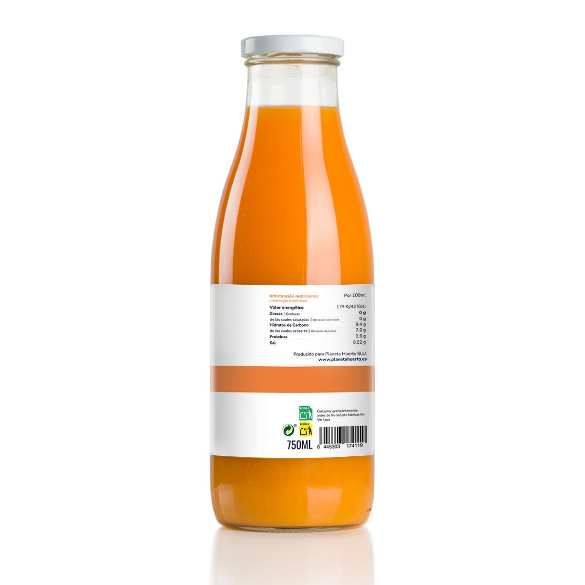 Pack 6x Zumo de Zanahoria y Naranja 100% fruta exprimida Eco Planeta Huerto 750ml
