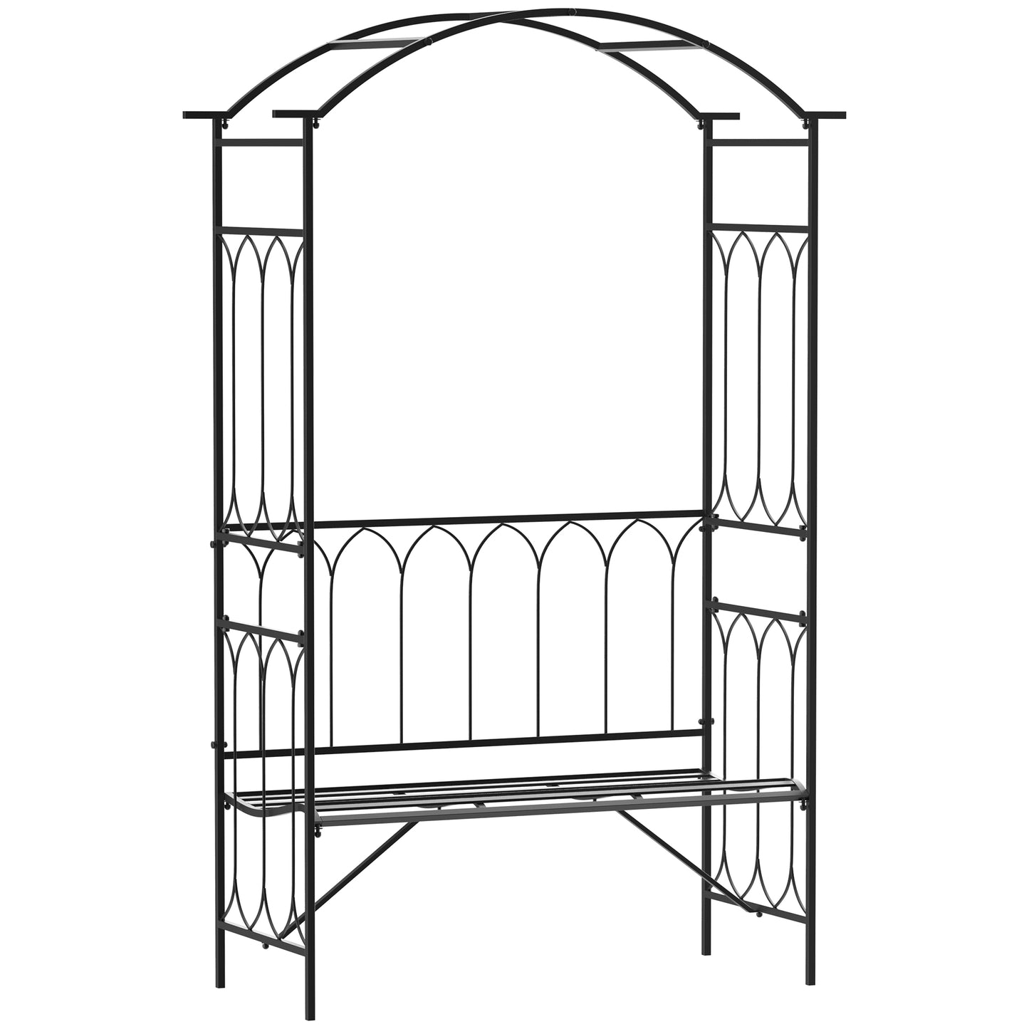 Outsunny Arco De Jardín Con Banco De Metal Para Plantas Trepadoras Rosales_0