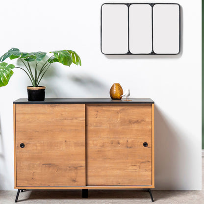 Aparador, Mueble Salón Auxiliar, Buffet, 2 Puertas Correderas 87x120x40 Cm Recibidor Moderno, Briebe, Lys, Madera