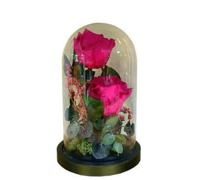 Cúpula 2 Rosas Fucsia 12x20cm