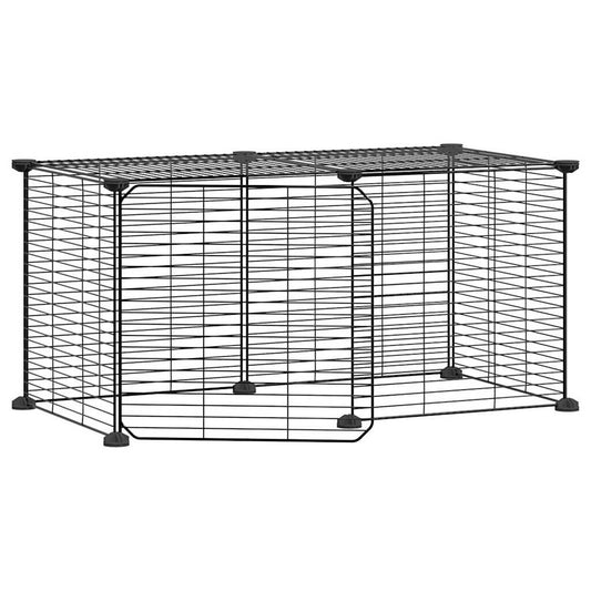 Vidaxl Jaula Para Mascotas De 8 Paneles Con Puerta Acero Negro 35x35cm_0