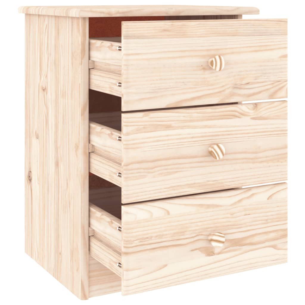 Mesita De Noche Alta Madera Maciza De Pino 41x35x55,5 Cm_2
