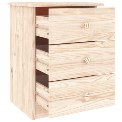 Mesita De Noche Alta Madera Maciza De Pino 41x35x55,5 Cm_2