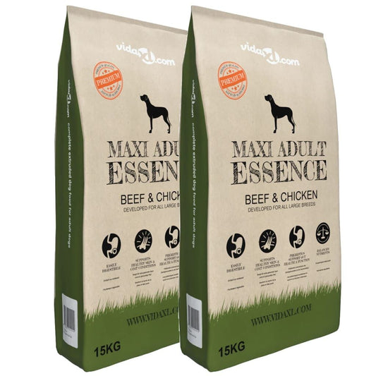 Vidaxl Comida Seca Perros Maxi Adult Essence Beef&chicken 2 Uds 30 Kg_0
