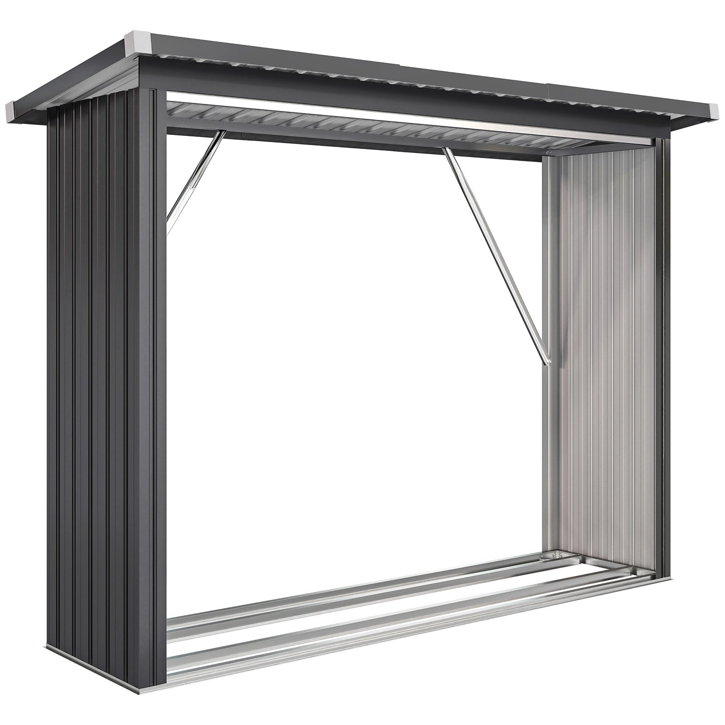 Outsunny Casetilla Para Leña Acero Galvanizado Con Base Elevada 213x66,5x150 Cm_0