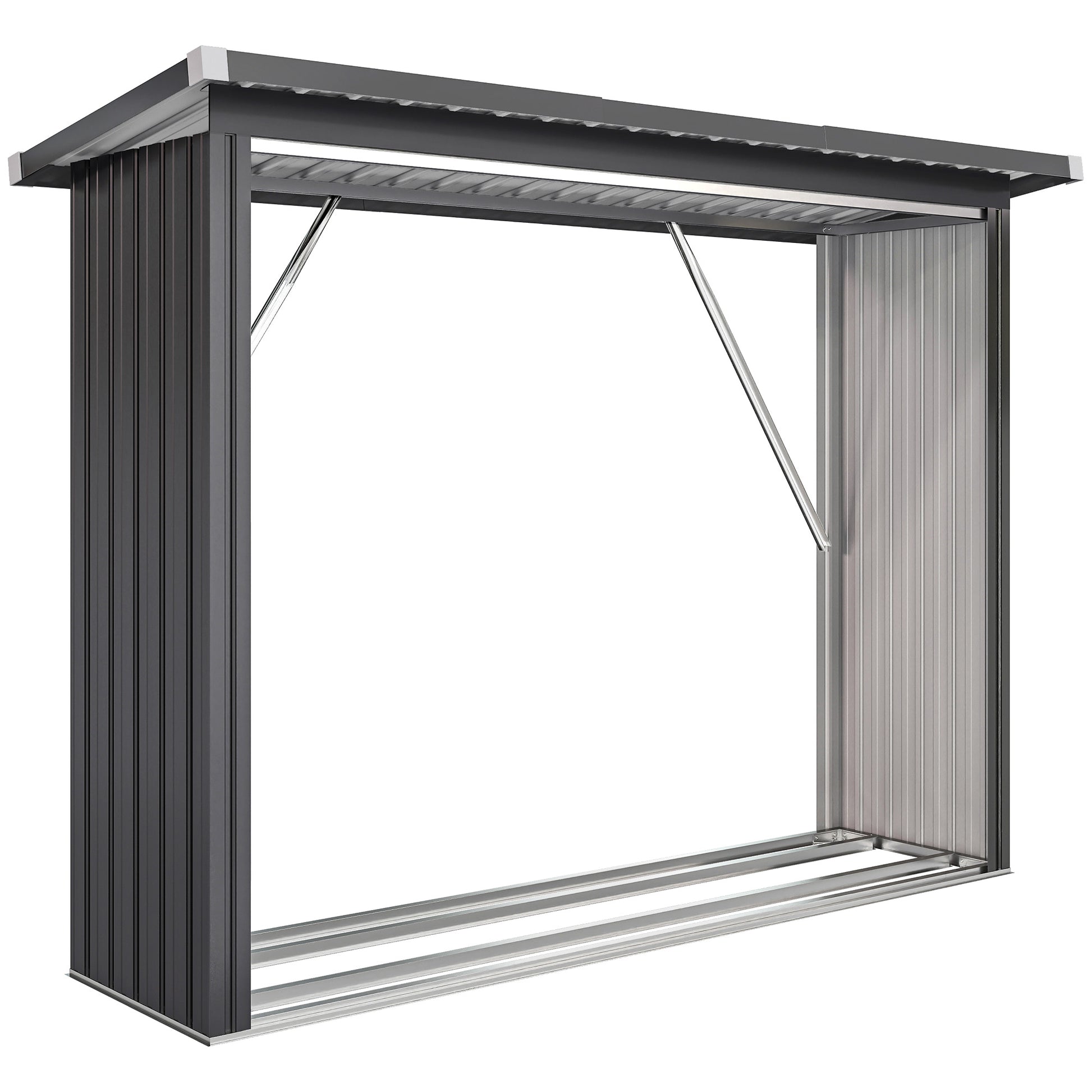 Outsunny Casetilla Para Leña Acero Galvanizado Con Base Elevada 213x66,5x150 Cm_0