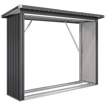 Outsunny Casetilla Para Leña Acero Galvanizado Con Base Elevada 213x66,5x150 Cm_0