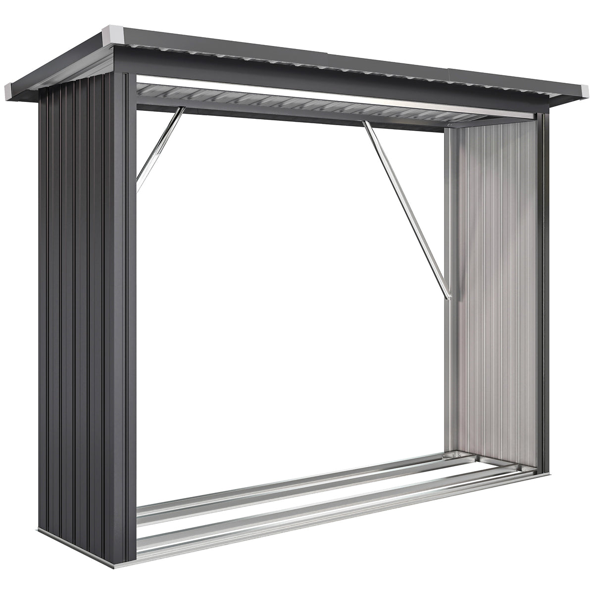 Outsunny Casetilla Para Leña Acero Galvanizado Con Base Elevada 213x66,5x150 Cm_0