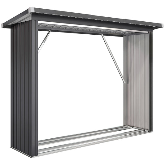 Outsunny Casetilla Para Leña Acero Galvanizado Con Base Elevada 213x66,5x150 Cm_0
