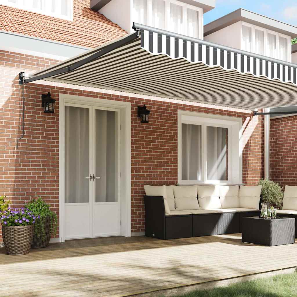 Toldo Retráctil Aluminio Y Tela Gris Antracita Y Blanco 5x3 M_2