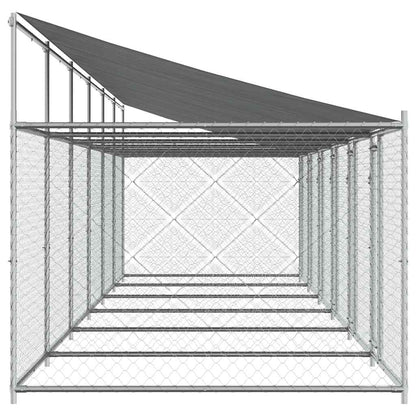 Jaula De Perros Techo Y Puertas Acero Galvanizado Gris 12x2x2 M_4