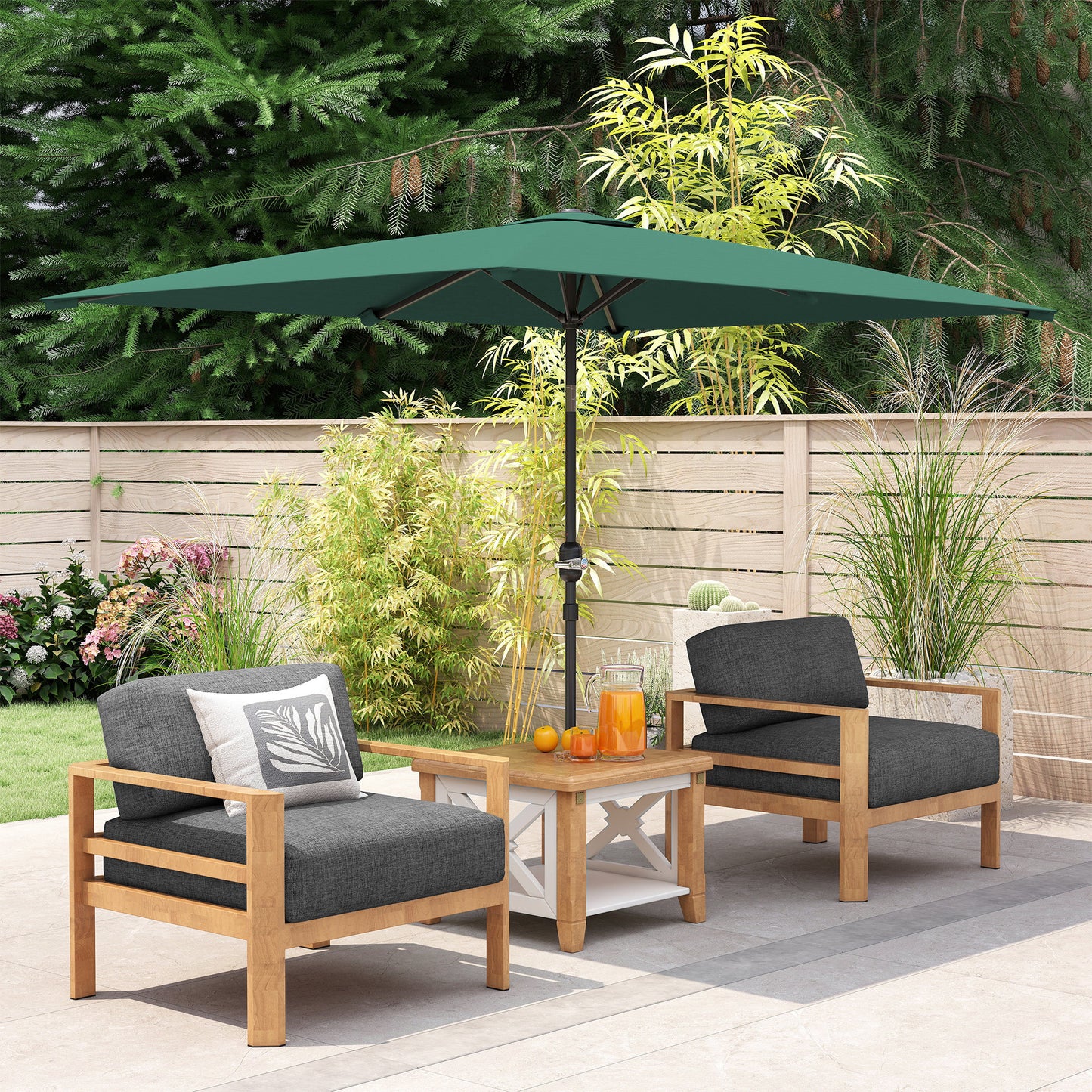 Outsunny Sombrilla Jardín Aluminio 2x3x2,5 M Inclinable Con Manivela Verde_4