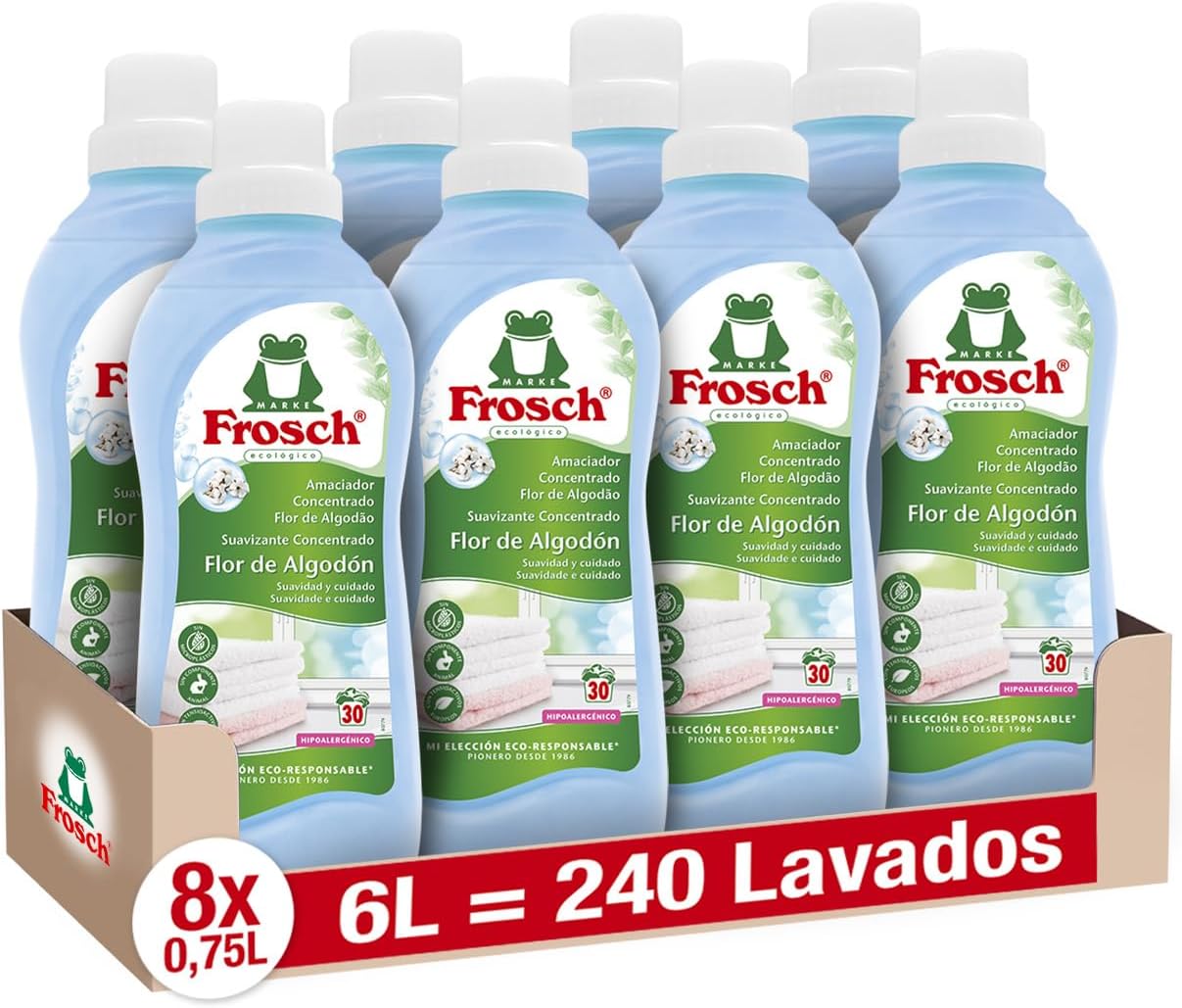 Pack 8x Suavizante Flor de Algodón Frosch 750 ml