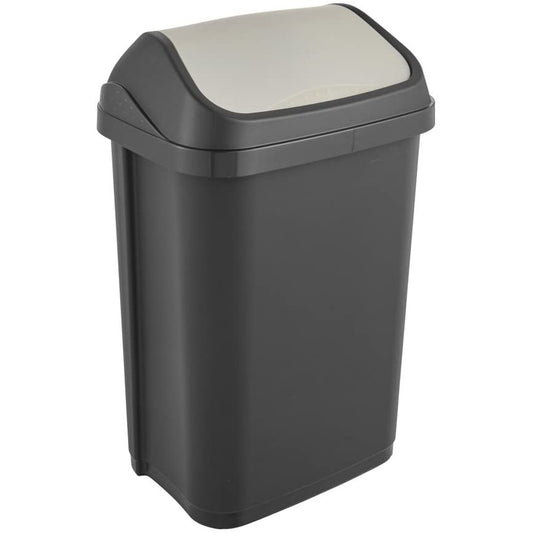 Cubo De Basura Con Tapa Basculante, 25 L, Swantje, Gris Grafito