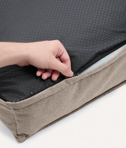 Cafide Cama De Material Reciclado Para Perro Con Tejido Basic Beige. Modelo Cuadra._2