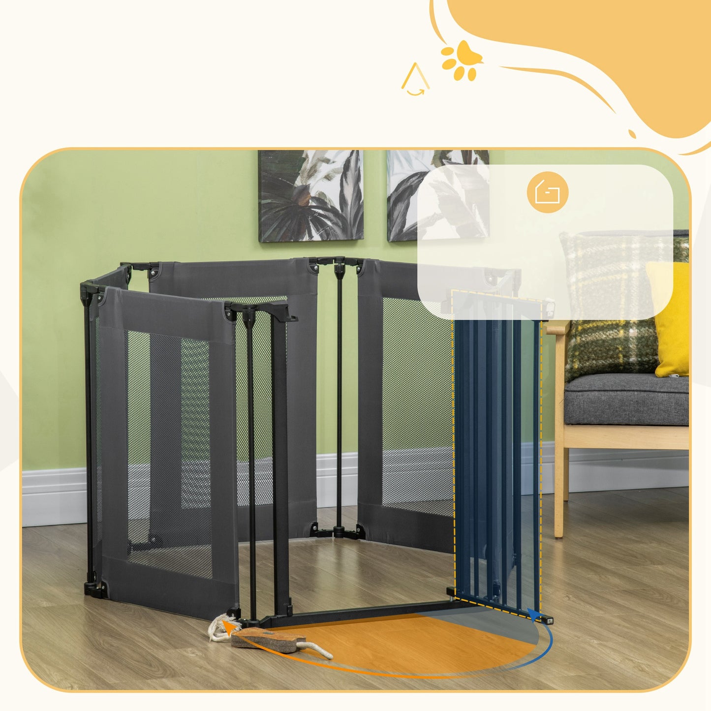Pawhut Parque Para Perros Plegable 6 Paneles Barrera De Seguridad 117x103x74 Cm_3