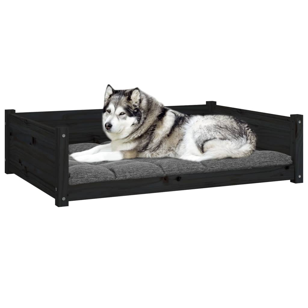 Vidaxl Cama Para Perros Madera Maciza De Pino Negro 105,5x75,5x28 Cm_3