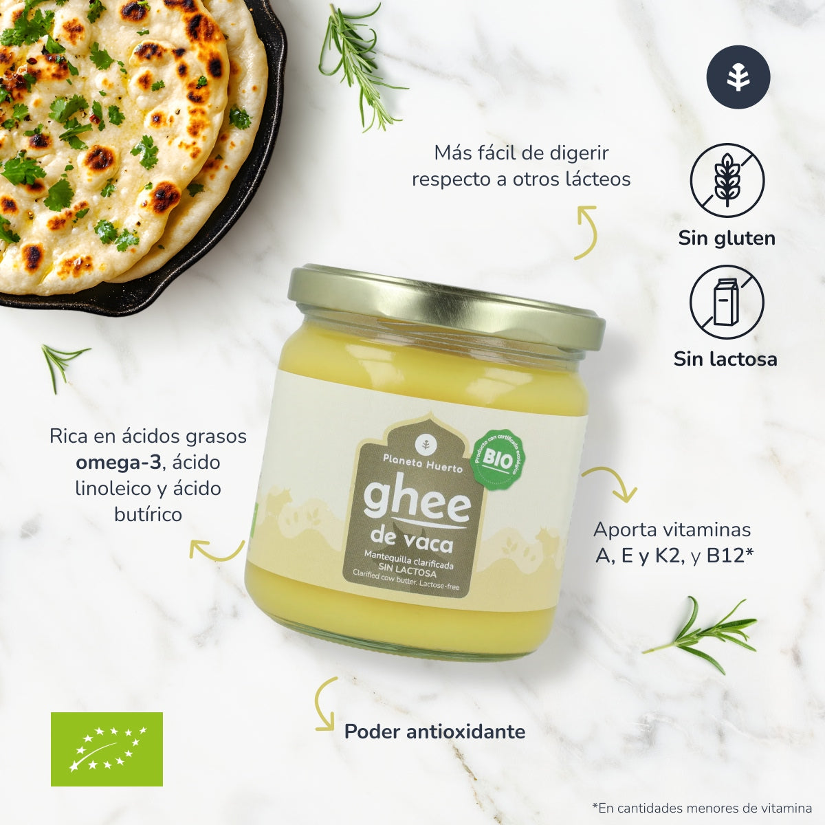 Pack 3x Ghee mantequilla clarificada ECO Planeta Huerto 500 g