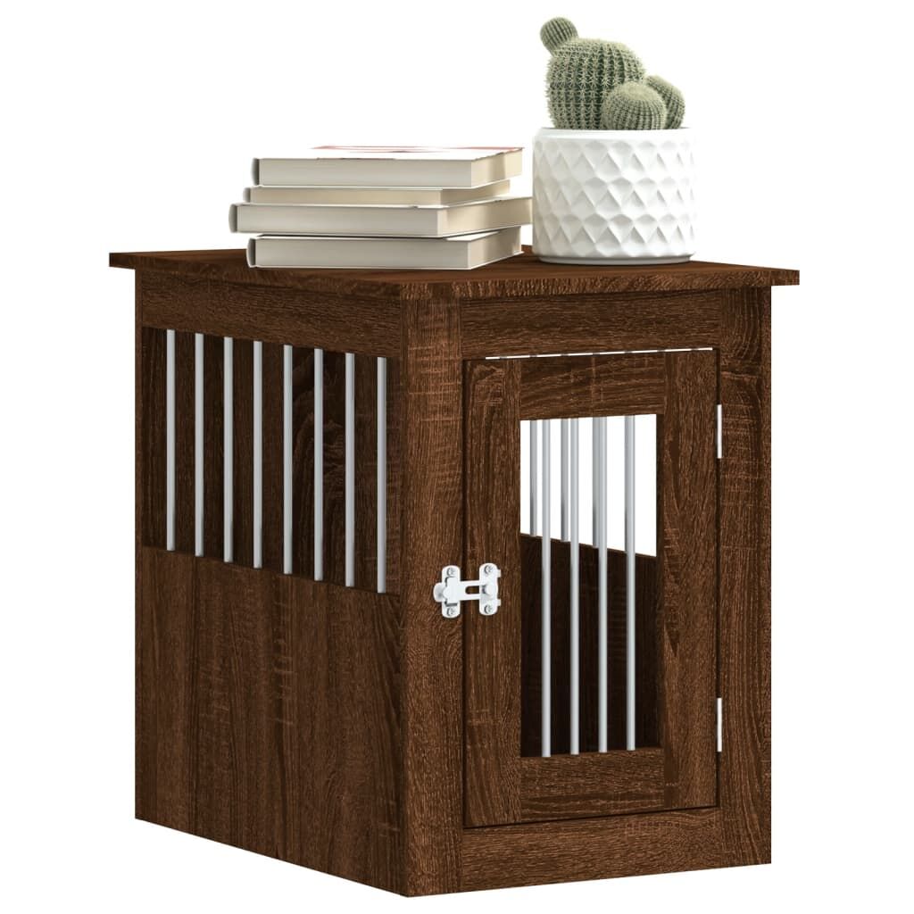 Vidaxl Jaula Para Perros Madera De Ingeniería Roble Marrón 45x62x59 Cm_3