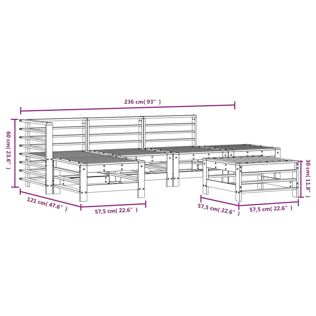 Vidaxl Juego Muebles De Jardín 6 Piezas Madera Maciza Pino Negro_2