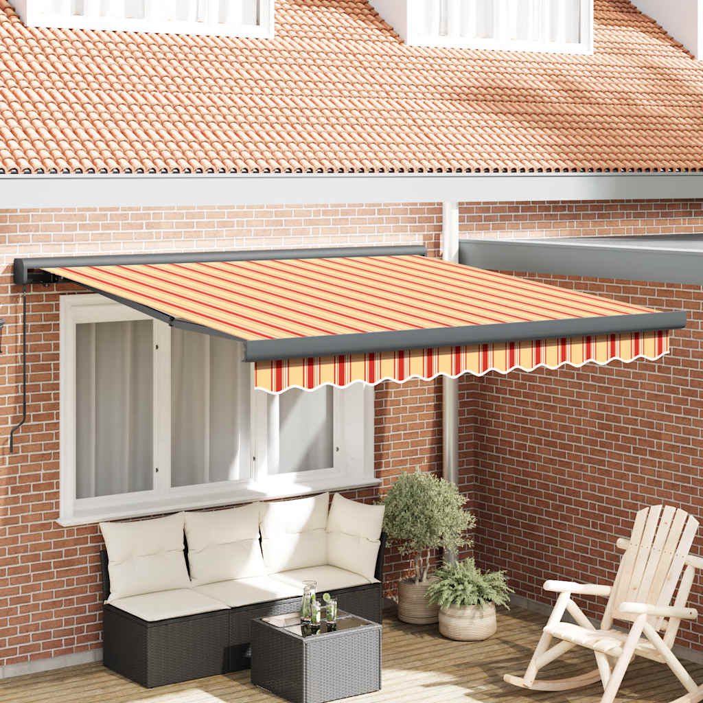 Toldo Retráctil Aluminio Y Tela Amarillo Y Blanco 3,5x2,5 M_1