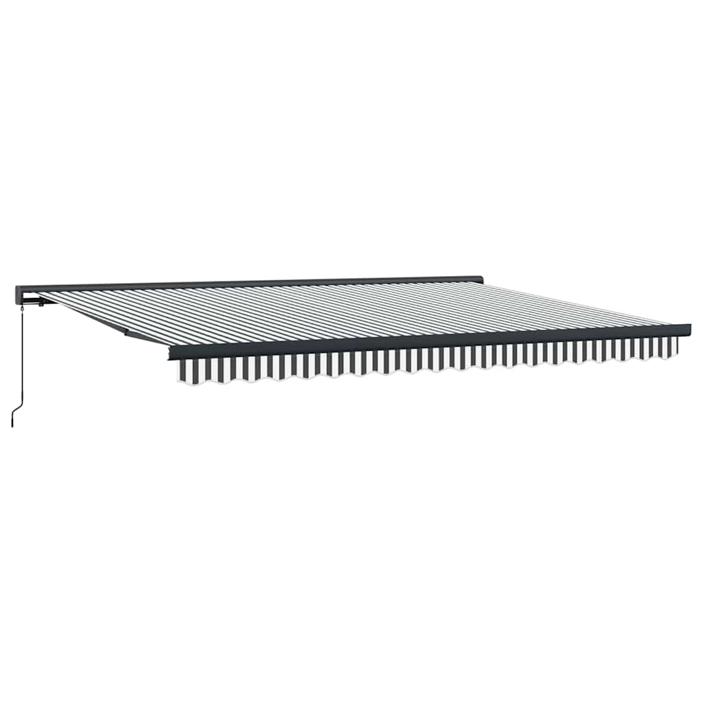 Toldo Retráctil Aluminio Y Tela Gris Antracita Y Blanco 4,5x3 M_0