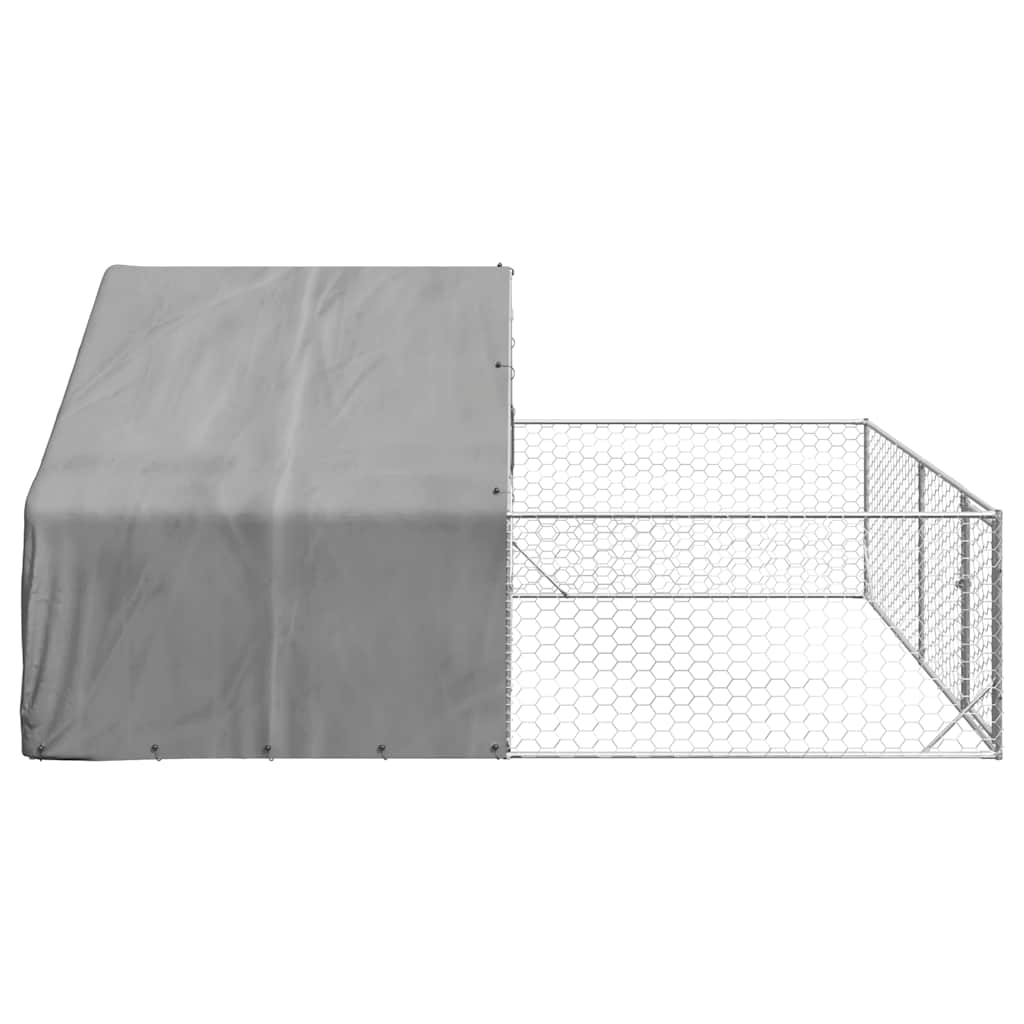 Caseta Perros Exterior Con Corral 5x3x1,9 M Acero Galvanizado_3