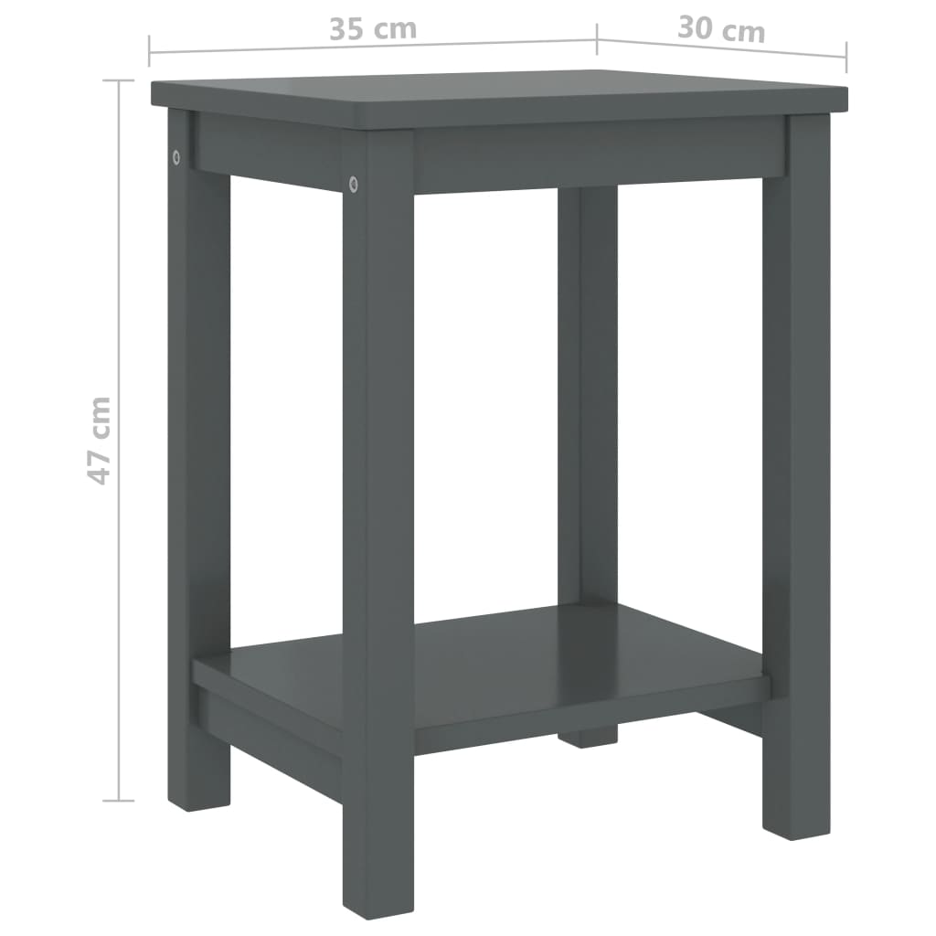 Mesitas De Noche Madera Maciza De Pino Gris Oscuro 35x30x47cm_3