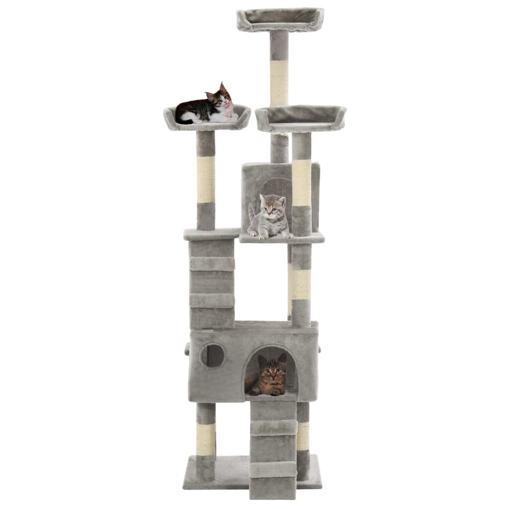 Vidaxl Rascador Para Gatos Con Poste Rascador De Sisal 170 Cm Gris_1