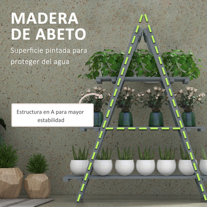 Outsunny Estantería Para Plantas De Madera Con Marco En A 100x36x112 Cm Gris_5