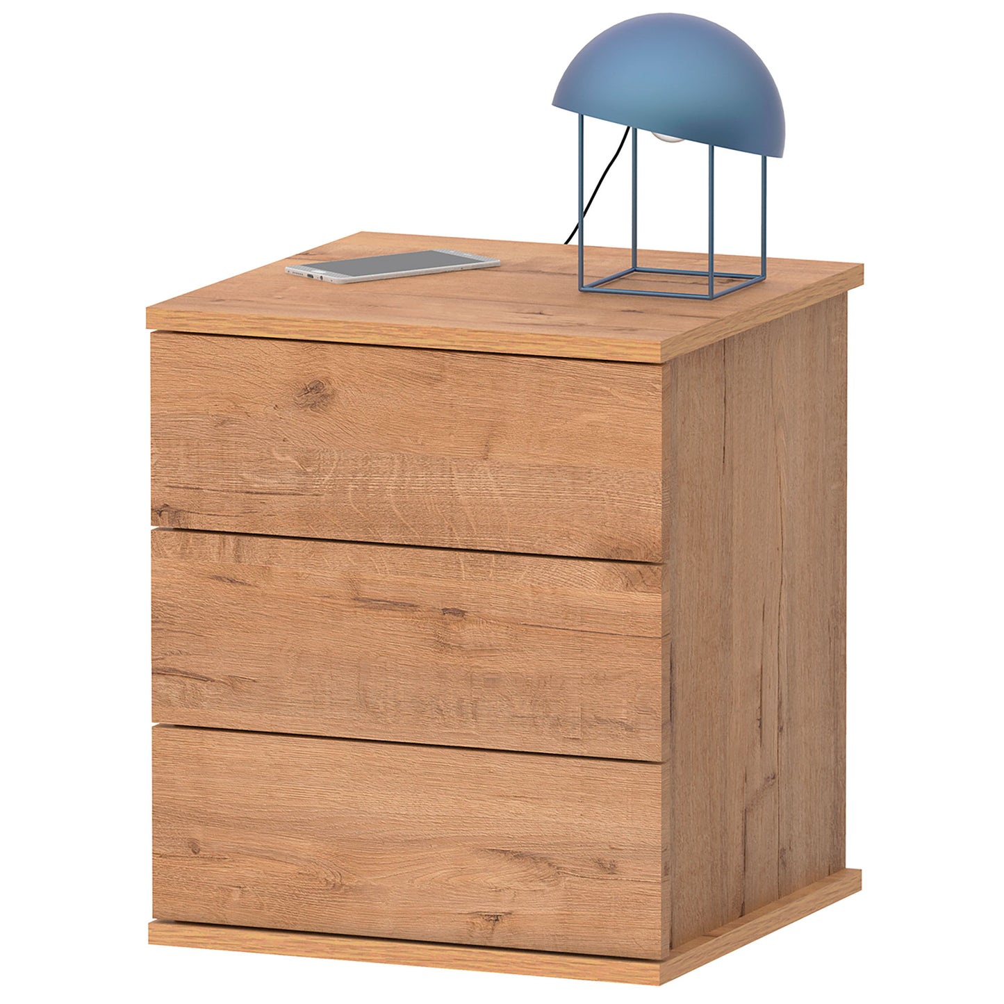 Mesita De Noche 3 Cajones, Mesilla Dormitorio Cajonera 48,5x41x40 Cm (alto X Ancho X Profundo), Briebe, Serenade, Madera