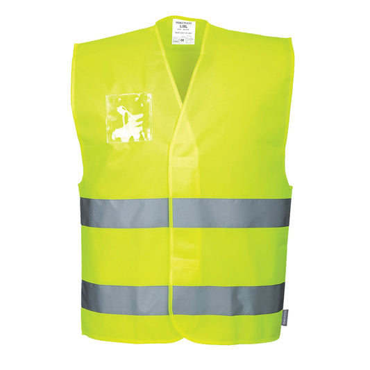 Chaleco De Alta Visibilidad Con Dos Bandas Y Con Porta-identificación Dual / L/xl / Amarillo_0