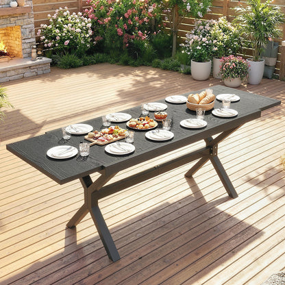 Outsunny Mesa De Jardín Exterior Extensible 154/214x85 Cm De Aluminio Acero Gris_3