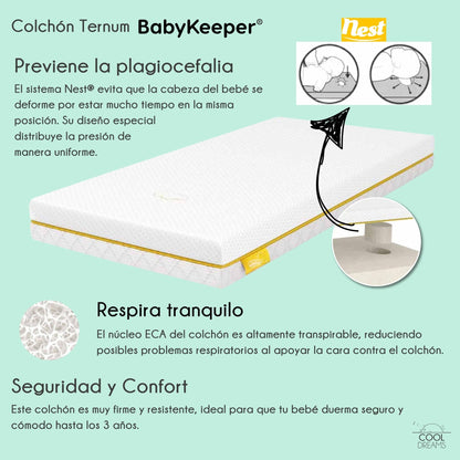Cuna Laponia Estilo Nórdico Infantil Natural 120x60 Cm Madera De Haya Con Colchón Ternum Y 4 Ruedas Con Freno_2