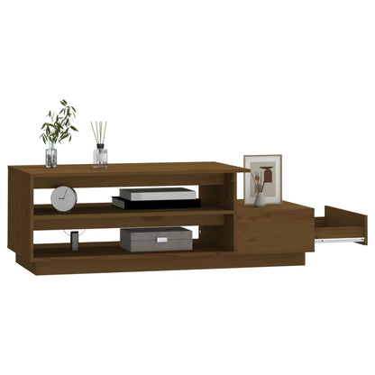 Mesa De Centro Madera Maciza De Pino Marrón Miel 120x50x40,5 Cm_2