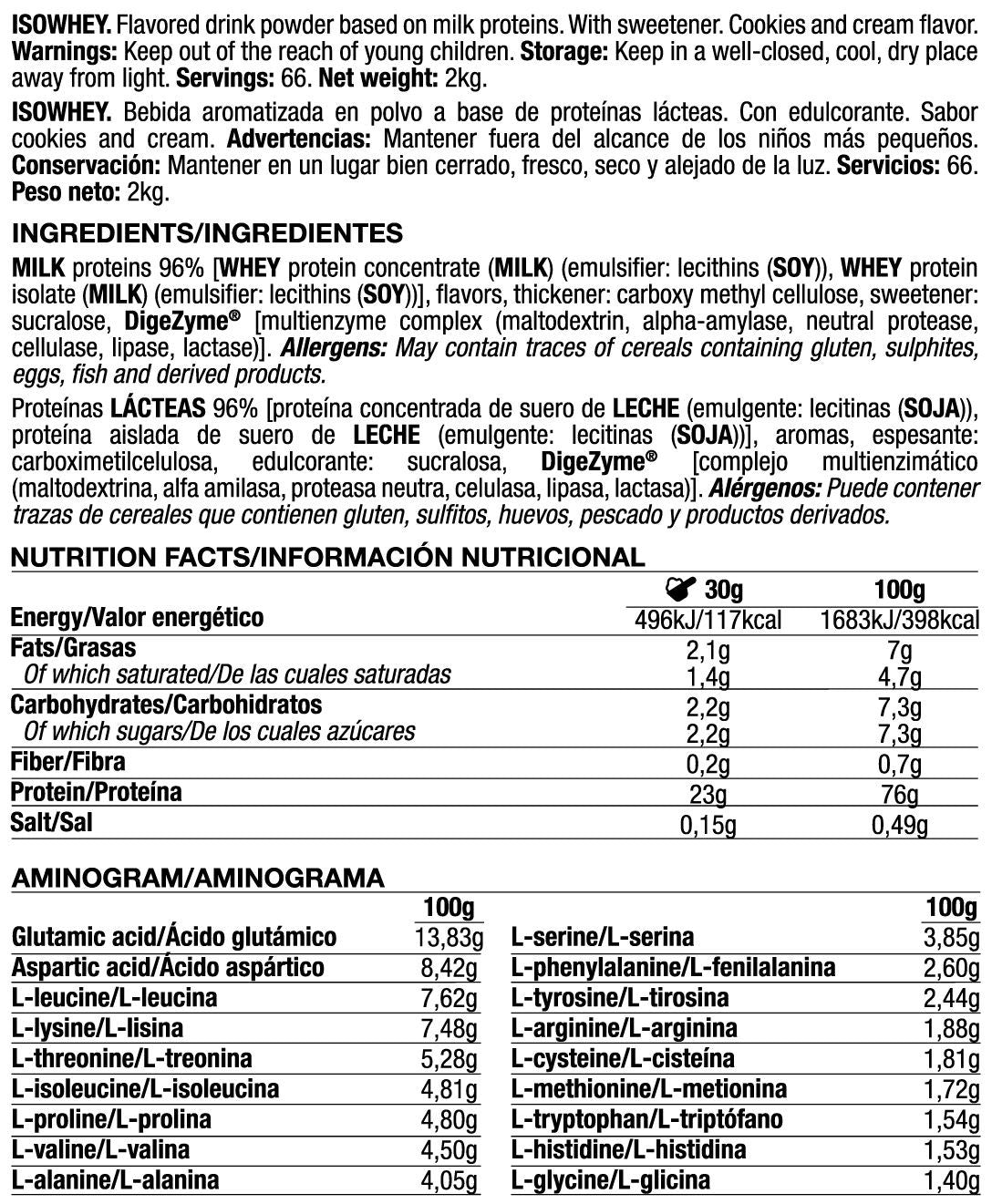 Isowhey - 2kg - Cookies & Cream - Proteína De Aislado De Suero Isolate - Quamtrax_5