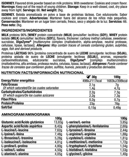 Isowhey - 2kg - Cookies &amp; Cream - Proteína De Aislado De Suero Isolate - Quamtrax_5