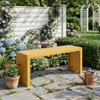 Outsunny Banco De Jardín De Madera Rústico De 2 Plazas 110x30x45 Cm Natural_1
