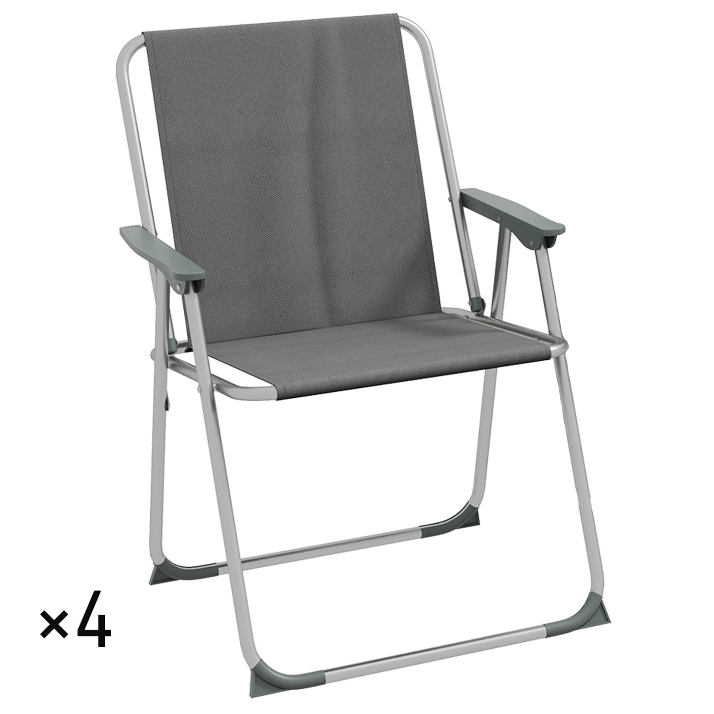 Outsunny Conjunto De 4 Sillas De Camping Plegables Con Reposabrazos Para Jardín_0