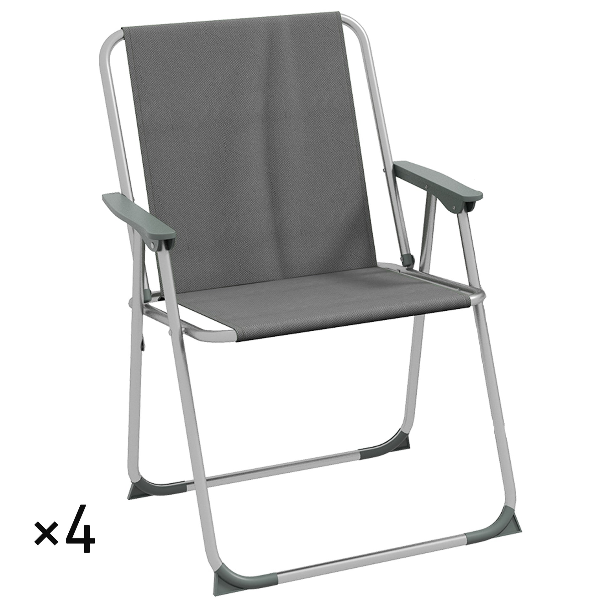Outsunny Conjunto De 4 Sillas De Camping Plegables Con Reposabrazos Para Jardín_0