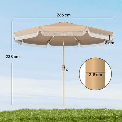 Outsunny Sombrilla De Terraza Ø266x238 Cm Ángulo Ajustable Con Manivela Caqui_2
